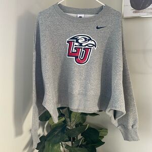 Liberty University Women’s Med. Nike Fleece Cropped Oversized Crewneck Gray NWT